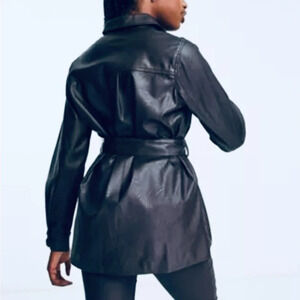 Asos belted faux leather shacket